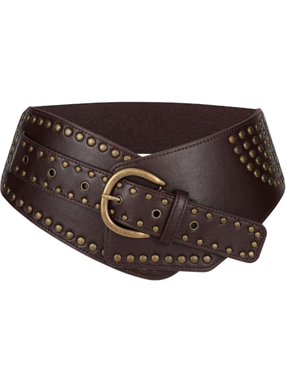 Vintage Wide Elastic Waist Belt for Women - Studded Stretchy Belt with Rivets